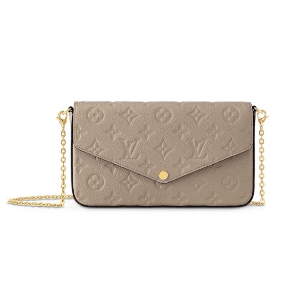 LV grey chain cowhide crossbody bag