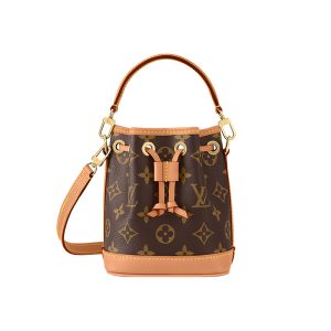 LV brown canvas with leather drawstring crossbody bag