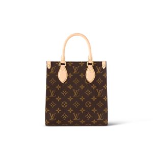LV brown canvas pink calf leather handle trimmed crossbody flat bag