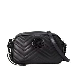 Gucci Small Black Quilted V-shaped Leather Shoulder Bag