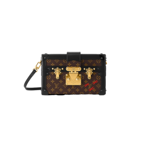 LV embroidered letter canvas with leather and metal buckle shoulder bag