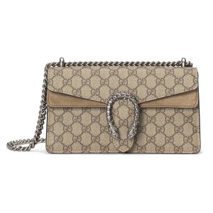 Gucci small canvas double G tiger head buckle shoulder crossbody bag