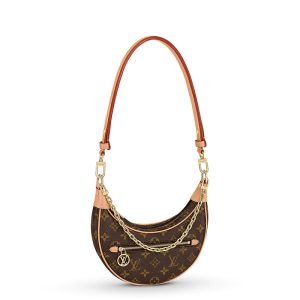 LV Old Flower Canvas Pea Crescent Single Shoulder Handbag