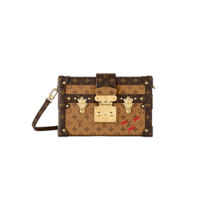 LV brown floral interwoven letter canvas with leather metal buckle shoulder bag
