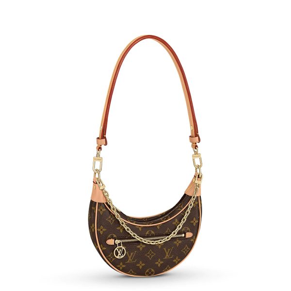 LV Old Flower Canvas Pea Crescent Single Shoulder Handbag