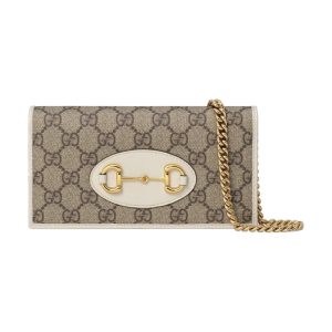 Gucci color blocked horseneck buckle GG chain shoulder crossbody bag