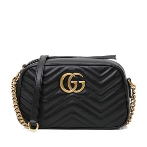 Gucci leather metal double G water ripple chain bag, shoulder and crossbody handbag