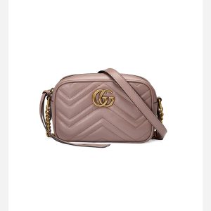 Gucci Mini Double G Water Ripple Chain Shoulder Cross Bag