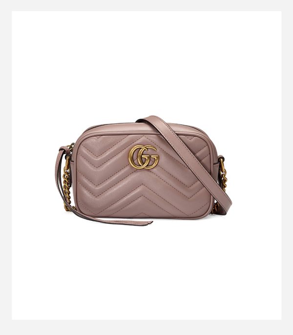 Gucci Mini Double G Water Ripple Chain Shoulder Cross Bag