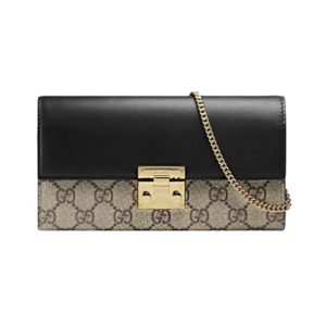 Gucci black cowhide canvas Supreme hanging chain with crossbody bag