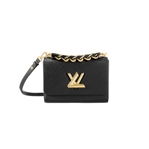 LV Medium Black Grain Leather Shoulder Bag
