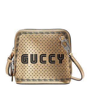 Gucci leather gold foil shell single shoulder crossbody bag