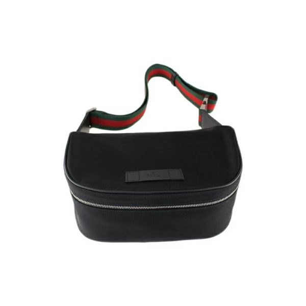 Gucci leather logo red green striped woven canvas patchwork shoulder bag