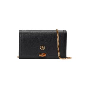 Gucci Mini Black Leather Bamboo Knot Handbag