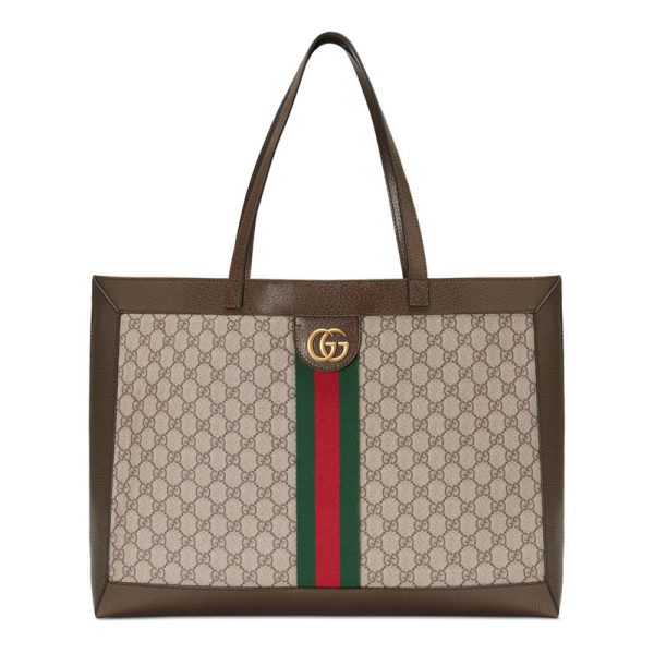 Gucci Classic Double G Red Green Striped Beige Canvas Handbag