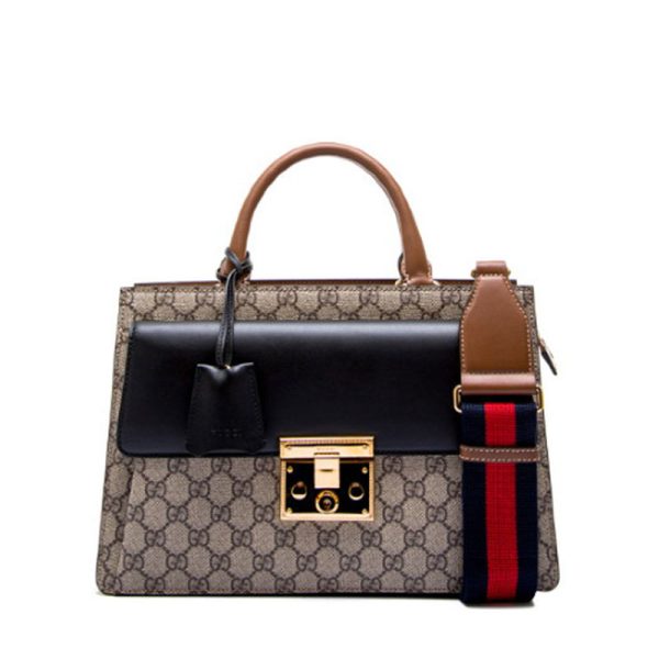 Gucci Double G Printed Brown Lock Handbag Shoulder Bag