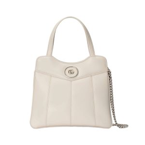 Gucci White Leather Double G Logo Zipper Opening Mini Single Shoulder Handbag