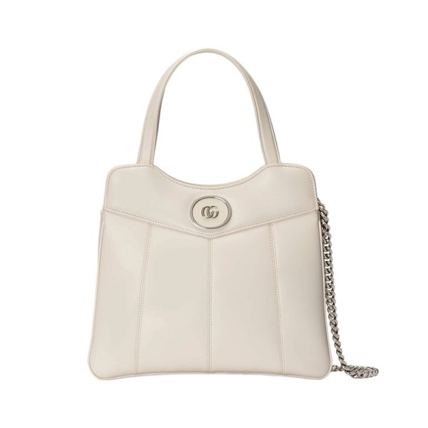 Gucci White Leather Double G Logo Zipper Opening Mini Single Shoulder Handbag