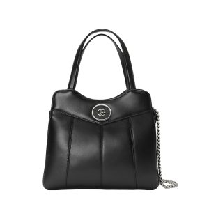 Gucci Black Leather Double G Logo Zipper Opening Mini Single Shoulder Handbag