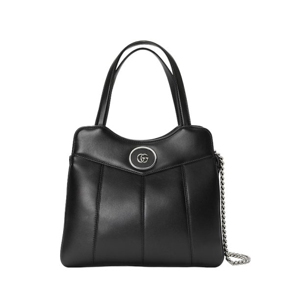 Gucci Black Leather Double G Logo Zipper Opening Mini Single Shoulder Handbag