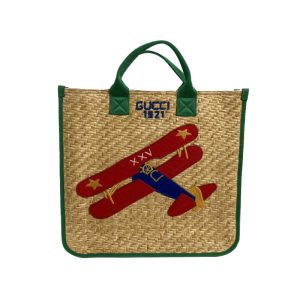 Gucci children's woven airplane tote bag