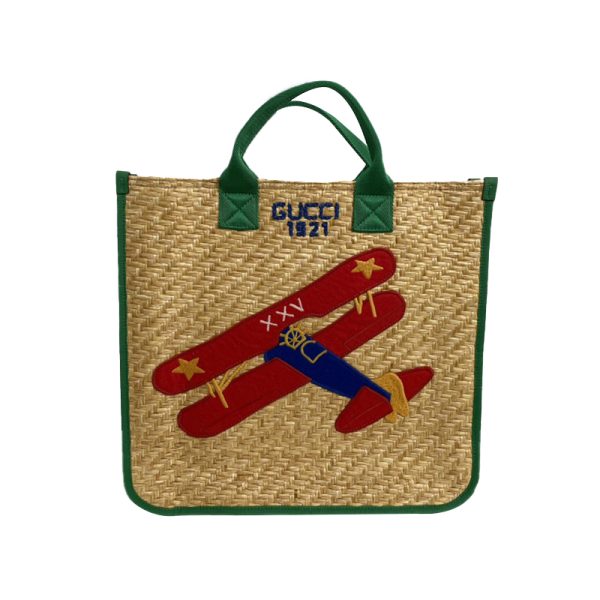Gucci children's woven airplane tote bag