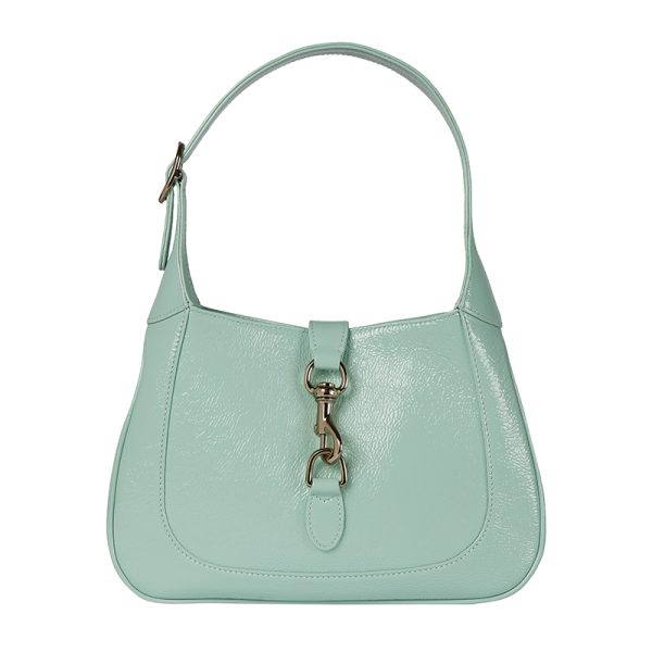 Gucci small light green patent leather handbag