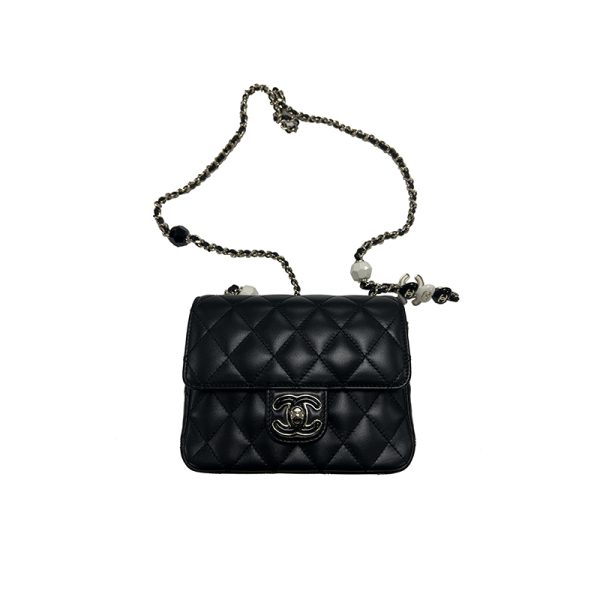 Chanel Sheepskin Black Gold Single Shoulder Chain Bag