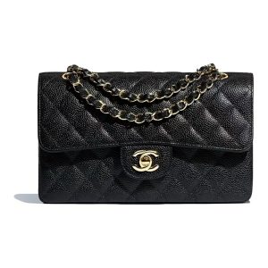 Chanel CF black gold classic calf leather diagonal cross bag