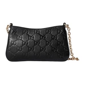 Gucci mini black leather zipper closure with shoulder strap handbag