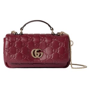Gucci mini red leather spring closure with shoulder strap handbag