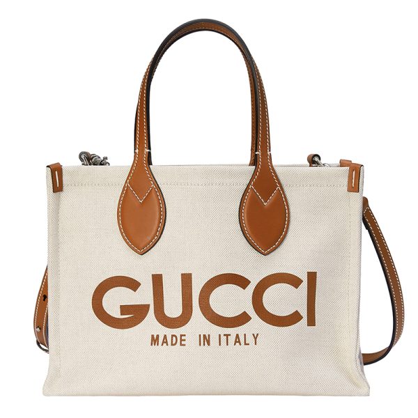 Gucci women's small beige cotton canvas handbag