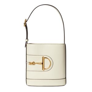 Gucci small white leather bucket handbag