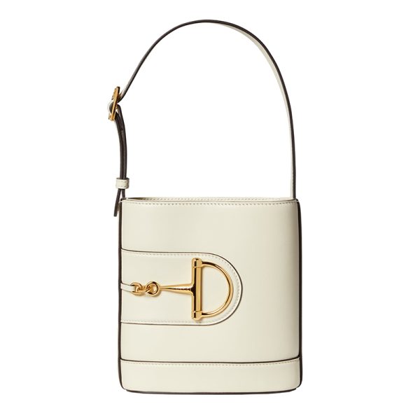Gucci small white leather bucket handbag