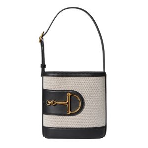 Gucci small grey leather bucket handbag