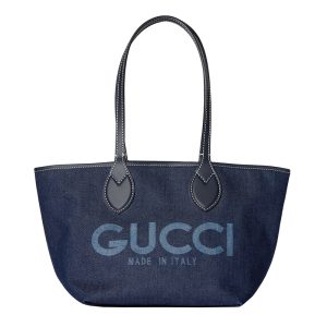 Gucci small dark blue denim double-sided color handbag