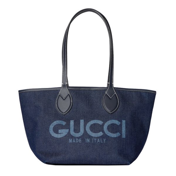 Gucci small dark blue denim double-sided color handbag