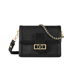 LV Classic Dauphine Medium Black Grain Leather Shoulder Bag