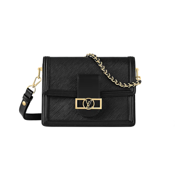 LV Classic Dauphine Medium Black Grain Leather Shoulder Bag