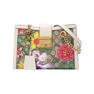 Gucci Padlock Flower White Edge Single Shoulder Chain Bag