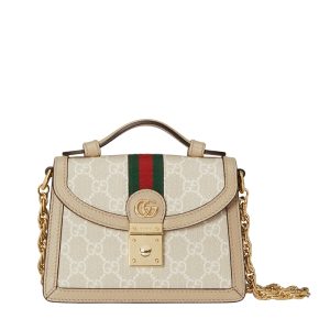 Gucci mini beige vintage canvas leather shoulder bag