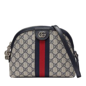 Gucci small beige/blue one shoulder crossbody shell bag