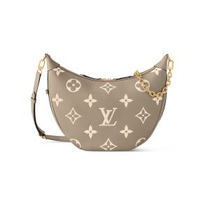 LV embossed grain cowhide half moon shaped hand-held shoulder bag