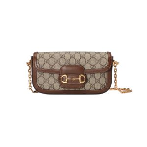 Gucci beige ebony canvas with leather crossbody shoulder bag
