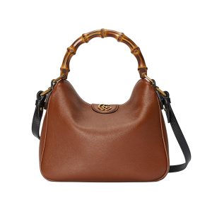 Gucci Small Natural Leather Bamboo Handle Shoulder Bag