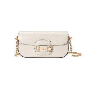 Gucci white small leather gold chain shoulder bag