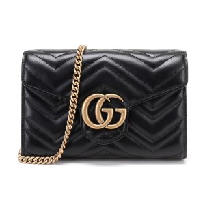 Gucci black leather shoulder crossbody bag