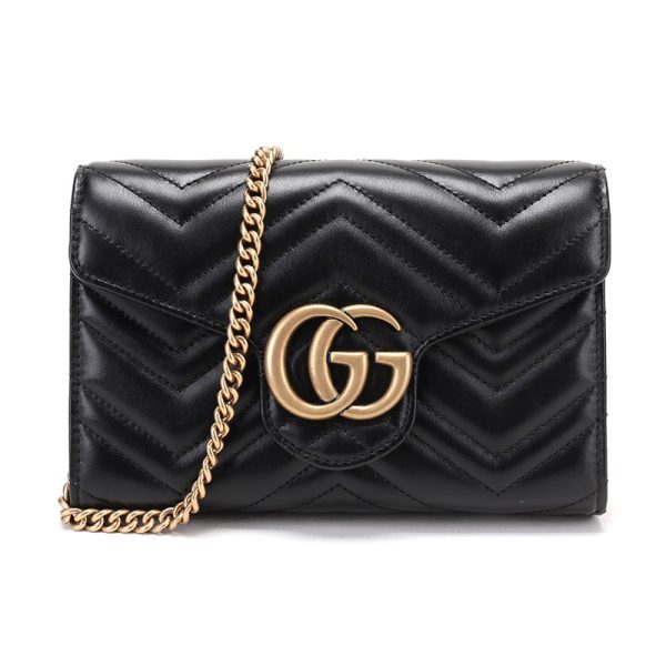 Gucci black leather shoulder crossbody bag