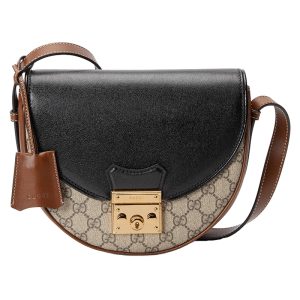 Gucci mixed color canvas with leather crossbody shoulder bag