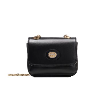 Gucci Black Leather Flip Chain Shoulder Bag